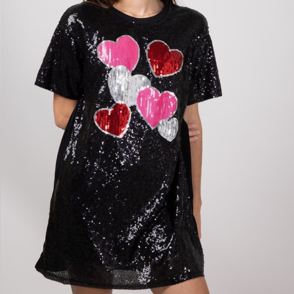 Simply Southern Sequin Heart Dress for Women in Black - Picture 4 of 9